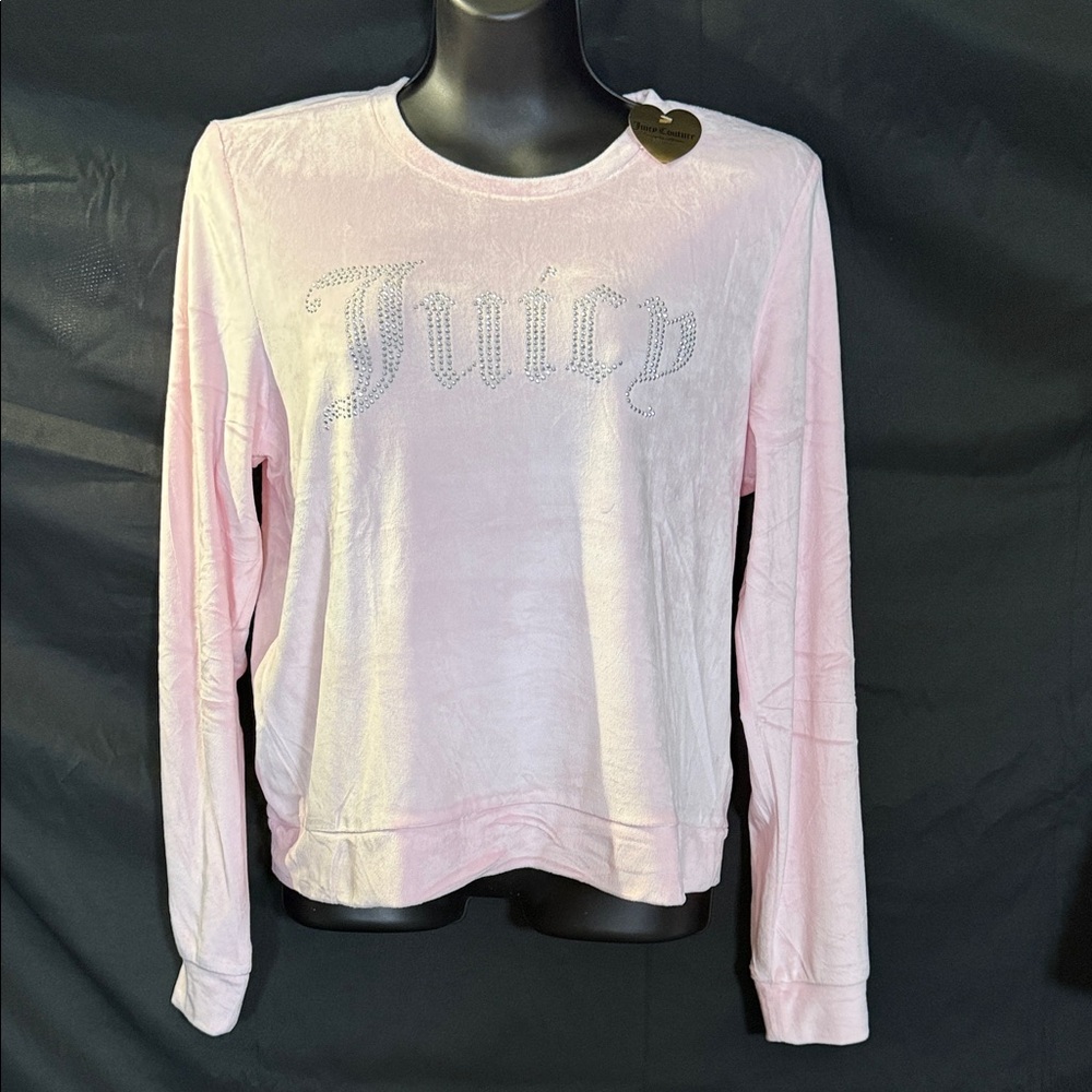 Juicy Couture Light Pink FOUR Piece Velour Rhinestone Logo Crewneck